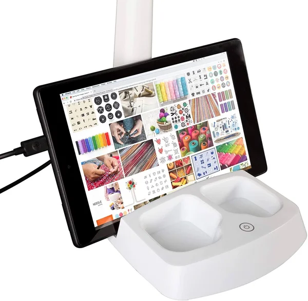 Wellness Series LED Desk Lamp Charging Station White Modern Contemporary Bulbs Included, 6.125 x 7.5 inches