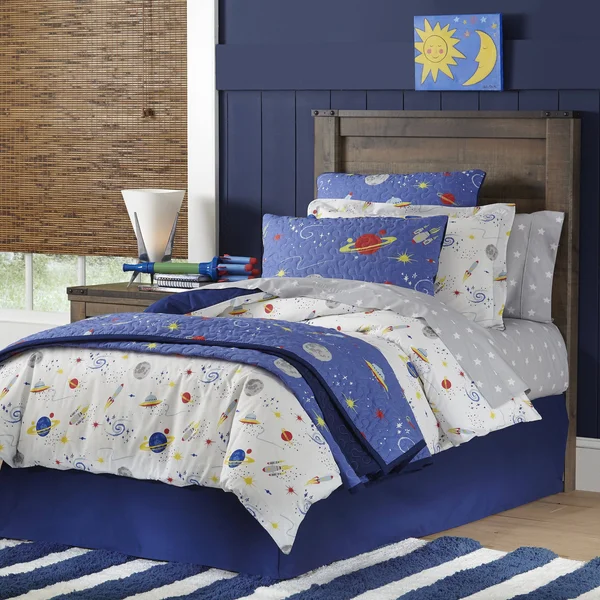 Lullaby Bedding Space Twin Cotton Printed 2 Piece Quilt Set