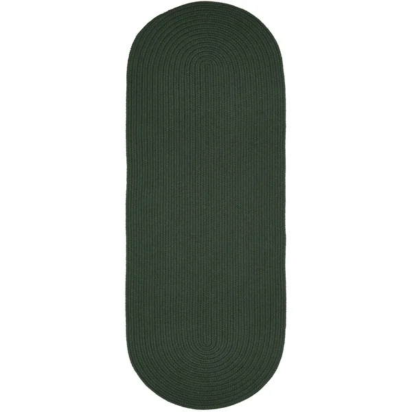 Pura Braided Green Wool Rug, Hunter Green, 8' Round