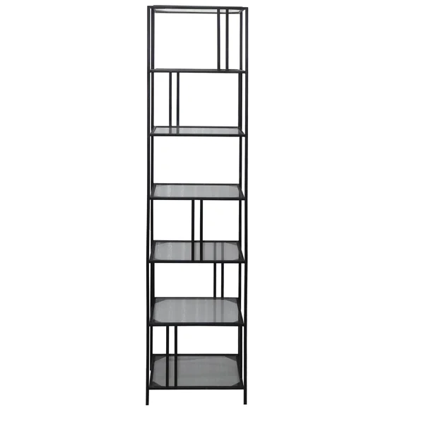 Berkley Narrow Metal and Glass Etagere Black Metal - CVFNR5002