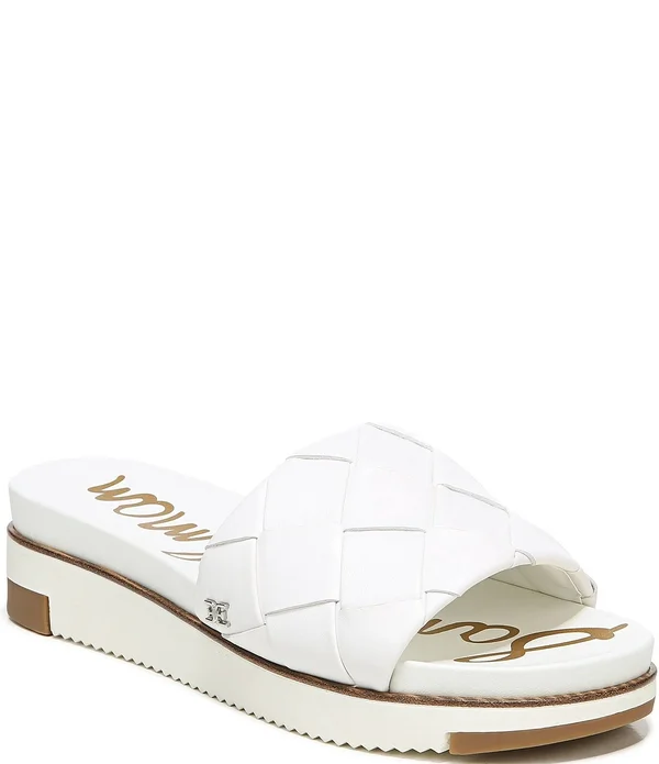 Sam Edelman Adaley Woven Slide Sandal Bright White Leather