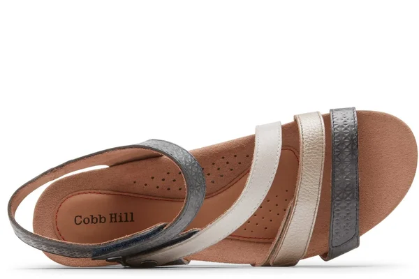 Cobb Hill Hollywood Women's 4-Strap Comfort Sandal Navy Multi - 6 Wide