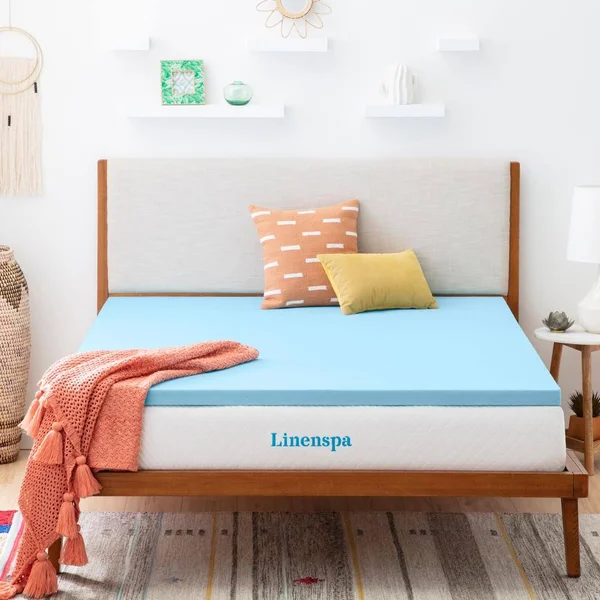 Linenspa Essentials 2 in. Cal King Fast Response Gel Memory Foam Mattress Topper, Blue
