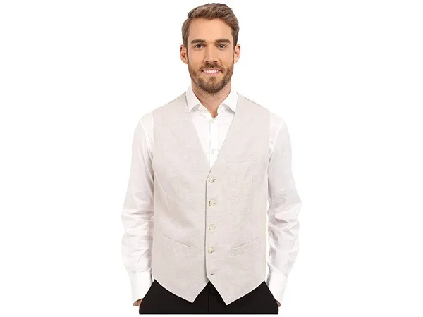 Perry Ellis Men's Twill Suit Vest - Beige - Size S