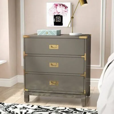 Mikel 3 - Drawer Nightstand Birch LANE? Color: Frost Gray