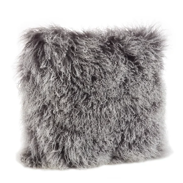 SARO LIFESTYLE 3564.R20S Mongolian Lamb Fur Down Filled Throw Pillow, Red, 20x22 x 20x22