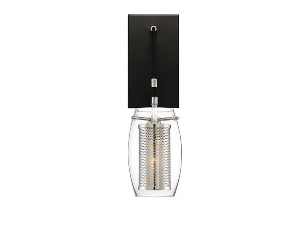 Wall Sconces 1 Light with Matte Black Polished Chrome Accents Metal 5 inch 60 W