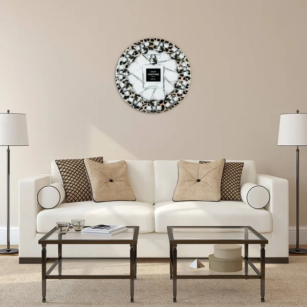Empire Art Direct Haute Couture Frameless Free Floating Tempered Glass Round Graphic Wall Art - 20 inch x 20 inch, Ready to Hang