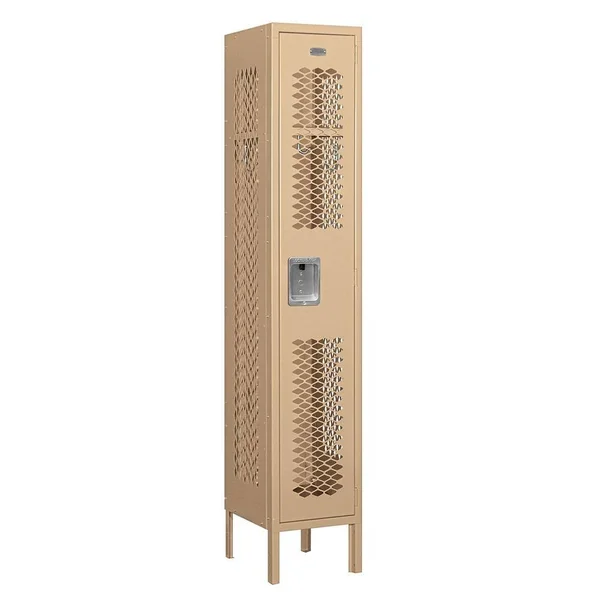 Salsbury Industries 71152tn-a 12x22 Wide Single Tier Vented Metal Locker - 1 Wide - 5 Feet High - 12 Inches Deep - Tan - Assembl