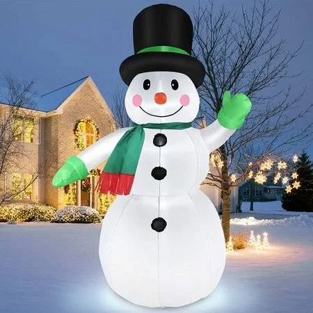 7 Feet Inflatable Snowman Outdoor Holiday Yard Decorations, Blow Up Snow Man with LED Lights, Christmas Decorations Inflatables