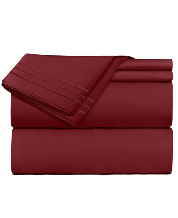 Premier 1800 Series Deep Pocket 4 pc. Sheet Set - Queen - Burgundy