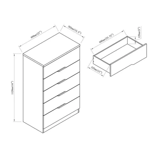 Furniture of America Lare Contemporary Wood 5-Drawer Chest in Cappuccino - IDI-K20031