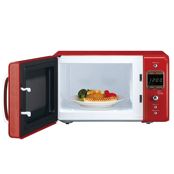 Daewoo Retro 700W Countertop Microwave - 0.7 cu ft - Pure Red