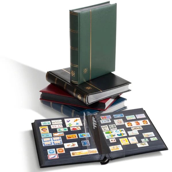Stockbook A4, 32 Black pages, padded Leather* Cover, Black