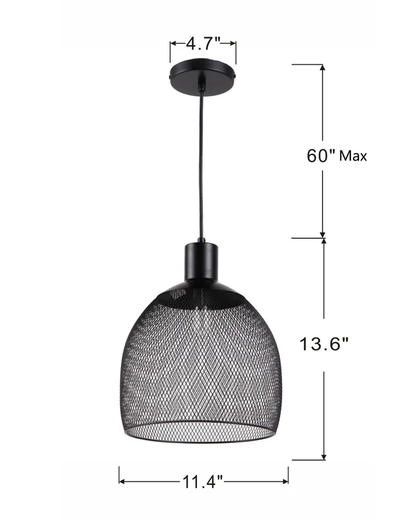 Chloe Lighting Ironclad Industrial 1 Light Textured Black Mini Ceiling Pendant 11.5x22 Wide