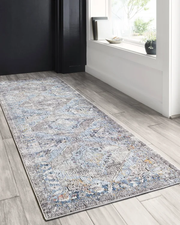 Loloi Dante DN-03 6&7x22 x 9&2x22 Granite, LT. Blue Area Rug