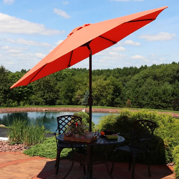Sunnydaze 9-Foot Fade Resistant Patio Umbrella with Auto Tilt - Burnt Orange