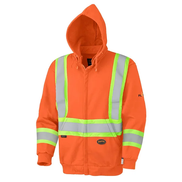 Pioneer V2570270-7XL Flame Resistant Heavyweight Safety Hoodie, Zip Style, Black, 7XL