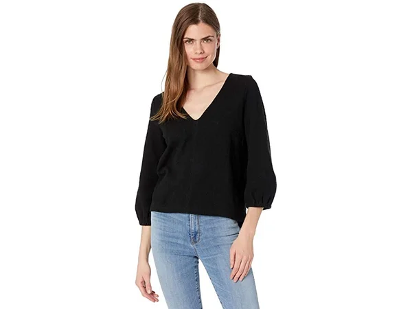 Madewell Texture & Thread Full Sleeve Top - Size Xs - True Black at Nordstrom Rack