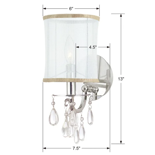 Crystorama 5621-CH Hampton 1 Light Sconce - Polished Chrome
