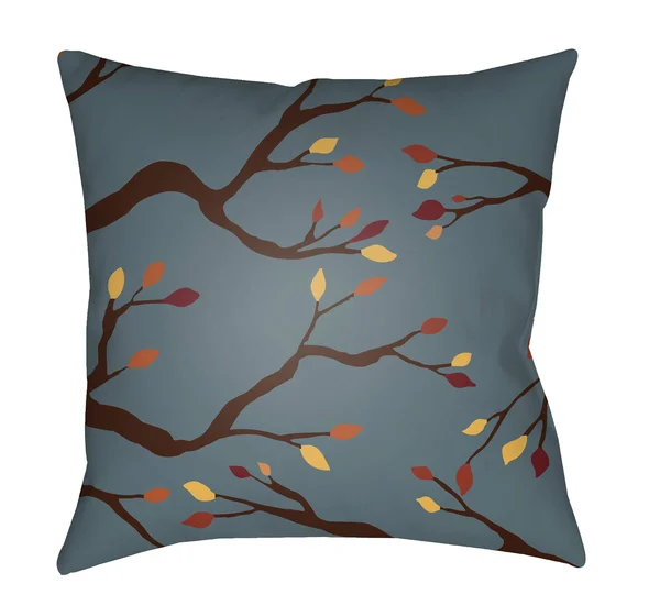 18x22 Blue and Brown Branches Printed Square Throw Pillow Cover