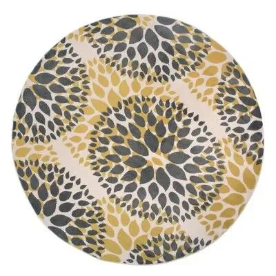 Wrought Studio Beaudette Floral Yellow/Gray Area Rug, Size: Round 6&6 inch