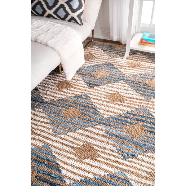 nuLOOM Hand Braided Marla Denim Diamonds Area Rug - Blue/Ivory