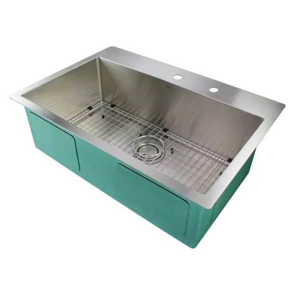 Transolid Diamond 32-in 16 Gauge Super Dual Mount Single Bowl Kitchen Sink