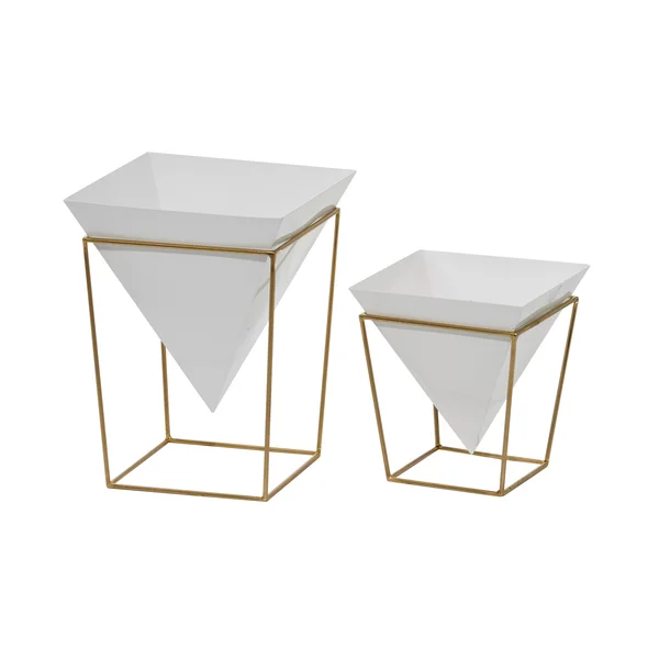 CosmoLiving by Cosmopolitan Contemporary Metal Planter Multi Colored Set of 2