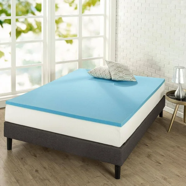 Zinus Green Tea Cooling Gel 1.5 in. King Memory Foam Mattress Topper - Blue