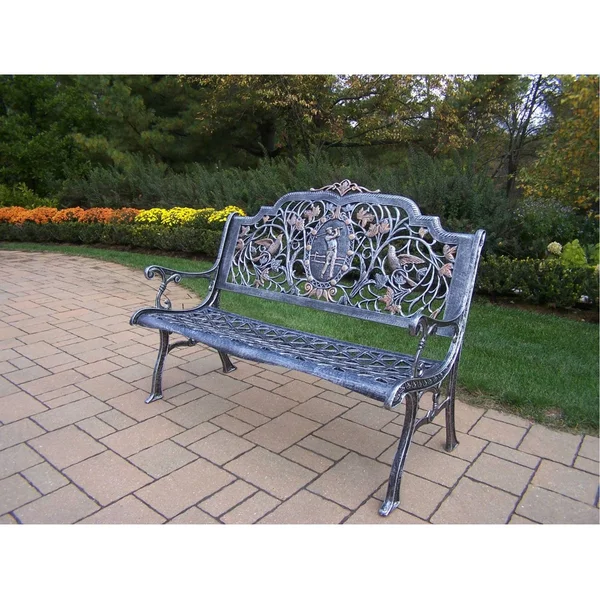 Oakland Living Golfer Cast Aluminum Bench, Antique Pewter