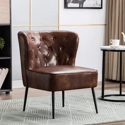 Buser 25x22 W Tufted Side Chair Trent Austin Design Body Fabric: Dark Brown Faux Leather