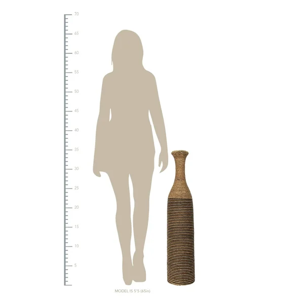 36x22H Two-Tone Woven Rattan Floor Vase