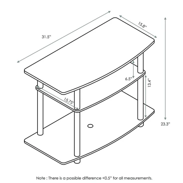 Furinno 13192 Turn-N-Tube No Tools 3-Tier TV Stands, Columbia Walnut/Black