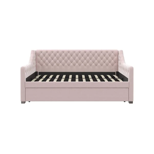 Little Seeds Ambrosia Upholstered Daybed With Trundle, Pastel Pink