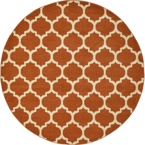 Unique Loom Philadelphia Trellis Area Rug - 8& x 8& Round - Light Terracotta