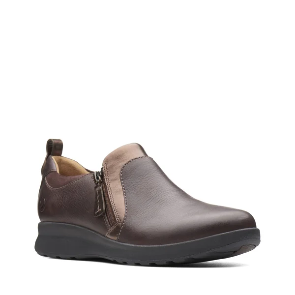 Clarks Un Adorn Zip 6.5 Women's Dark Brown