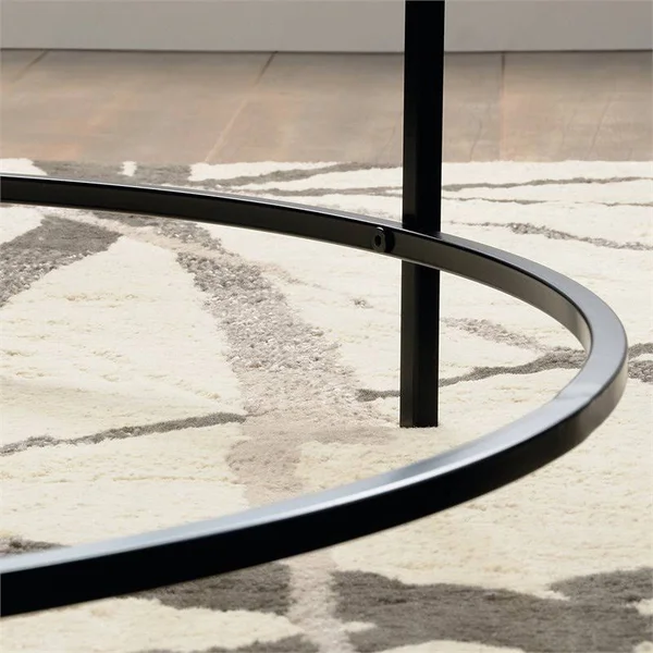Home Square 2 Piece Glass Top Coffee Table Set in Black