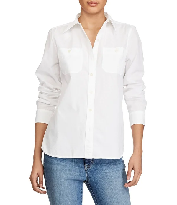 Ralph Lauren Women's Cotton Broadcloth Shirt - Size M in White