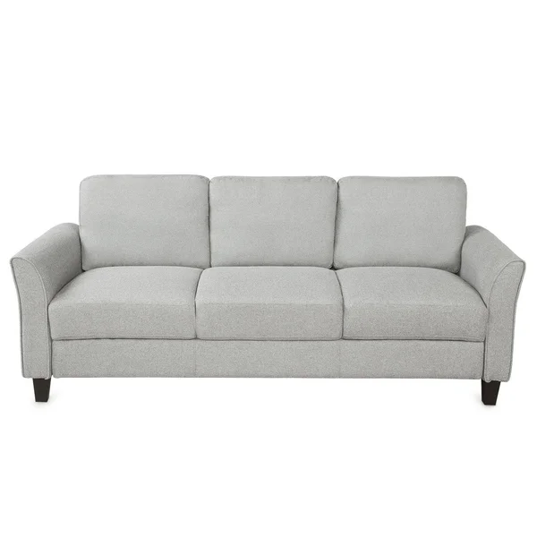 80-in Modern Linen Fabric 3-Seater Sofa - Light Grey