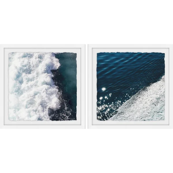 Marmont Hill MH-INGBED-1413-WFPFL-64 32x22 x 64x22 - Two Panel Framed Giclee Waves P Blue