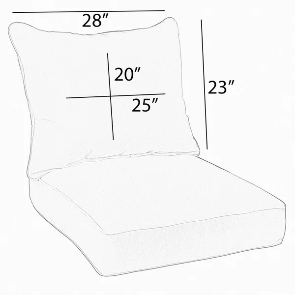 Humble and Haute Sunbrella Charcoal Grey with Ivory Indoor/Outdoor Chair Cushion and Pillow Set, Corded