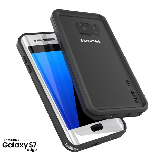 Galaxy S7 Edge Waterproof Case, Punkcase [Extreme Series] [Slim Fit] Armor Cover w/ Built in Screen Protector [Black] - Black