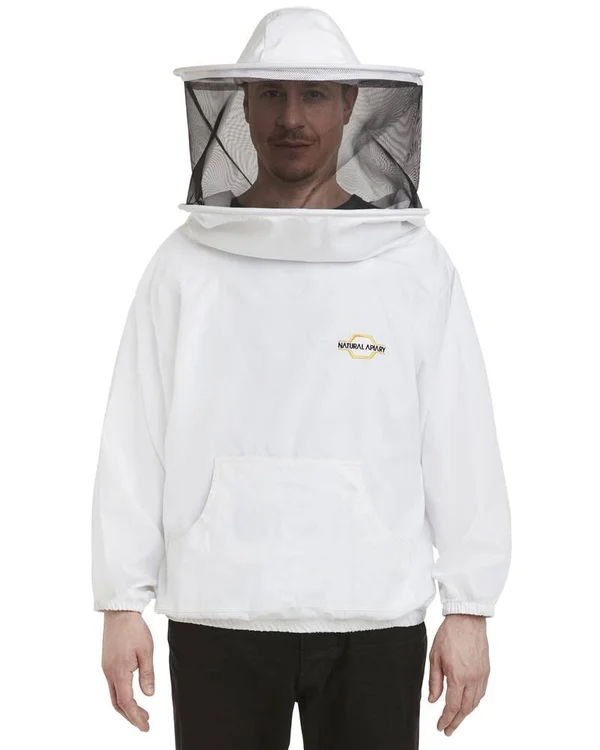 Natural Apiary USA Beekeeping Smock - Polycotton Jacket - Non-Flammable Round or Fencing Veil PinkForest - Round, XL