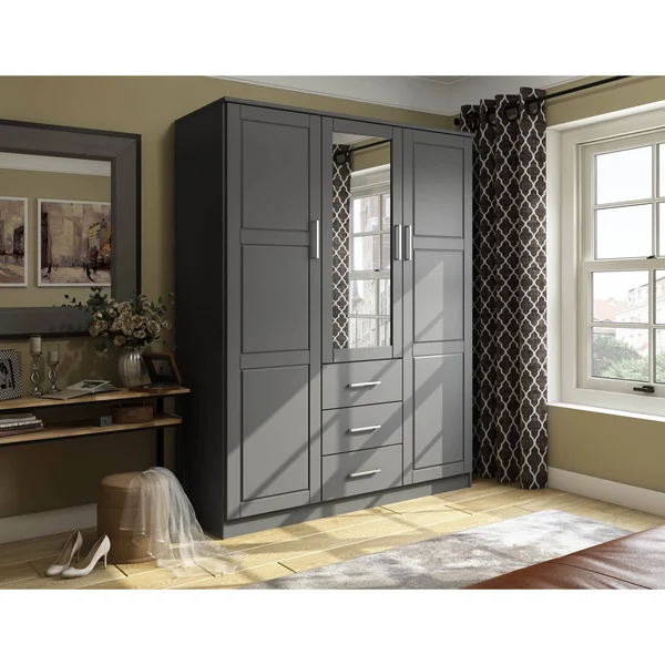 Palace Imports Cosmo Mocha 100% Solid Wood Wardrobe with Mirrored Door