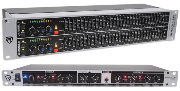 Rockville REQ231 Dual 31 Band 1/3 Octave Graphic Equalizer+3 Way Mono Crossover