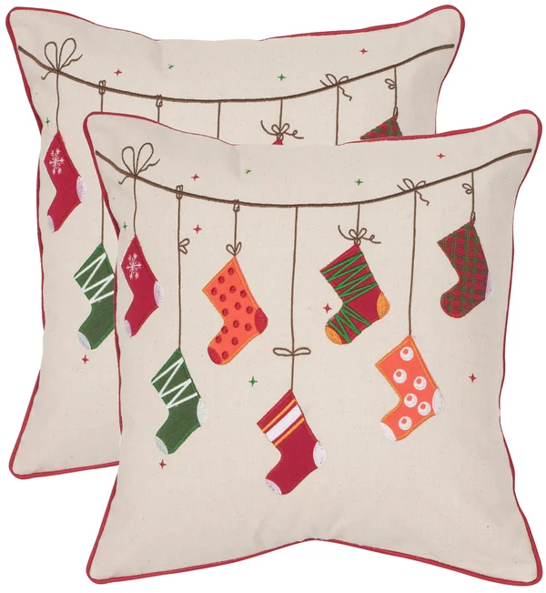 Safavieh Holiday Sotckings Pillow - Set of 2, 18x22X18