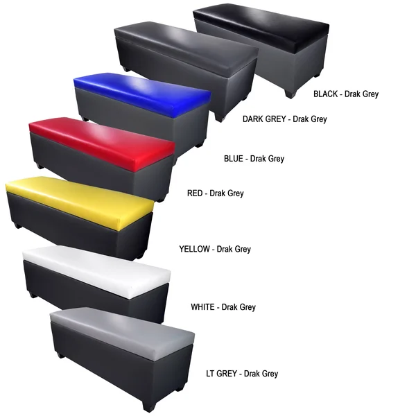 The Sole Secret Retro Dark Grey Vinyl Shoe Storage Bench Red