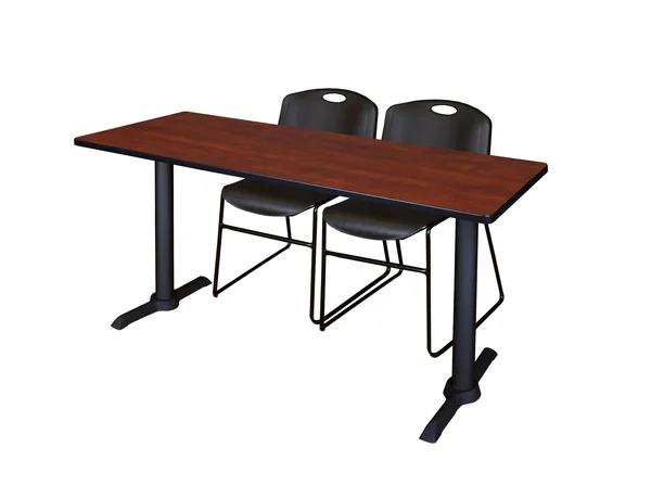 Regency Cain 60x22 x 24x22 Training Table- Cherry & 2 Zeng Stack Chairs- Black