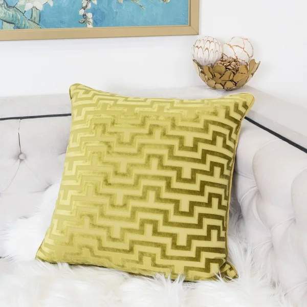 Homey Cozy Modern Maze Throw Pillow Cover, Indigo Blue Luxury Velvet Soft Fuzzy Cozy Warm Slik Large Sofa Couch Cushion Case 18x1
